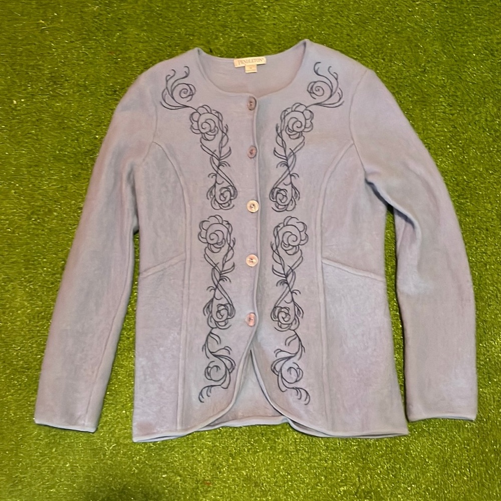 pendleton cardigan womens M blue